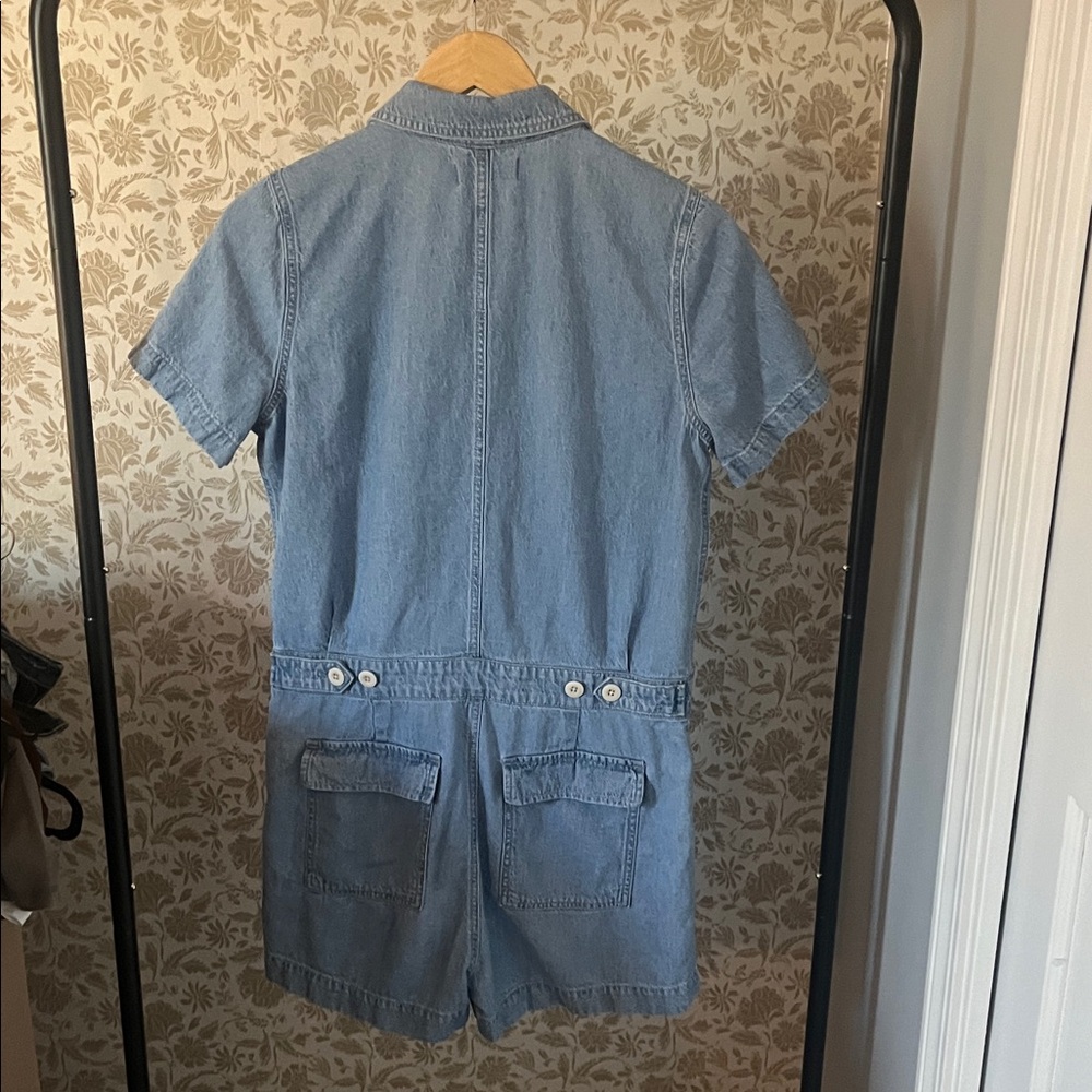 Madewell Light Blue Denim Short-Sleeve Utility Romper - Picture 3 of 3